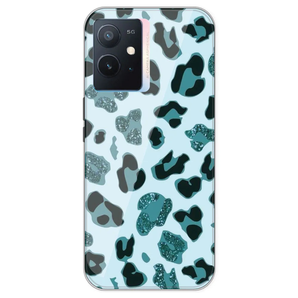 Blue Leopard Glitter Print - Printed Silicone Case For IQOO Z6