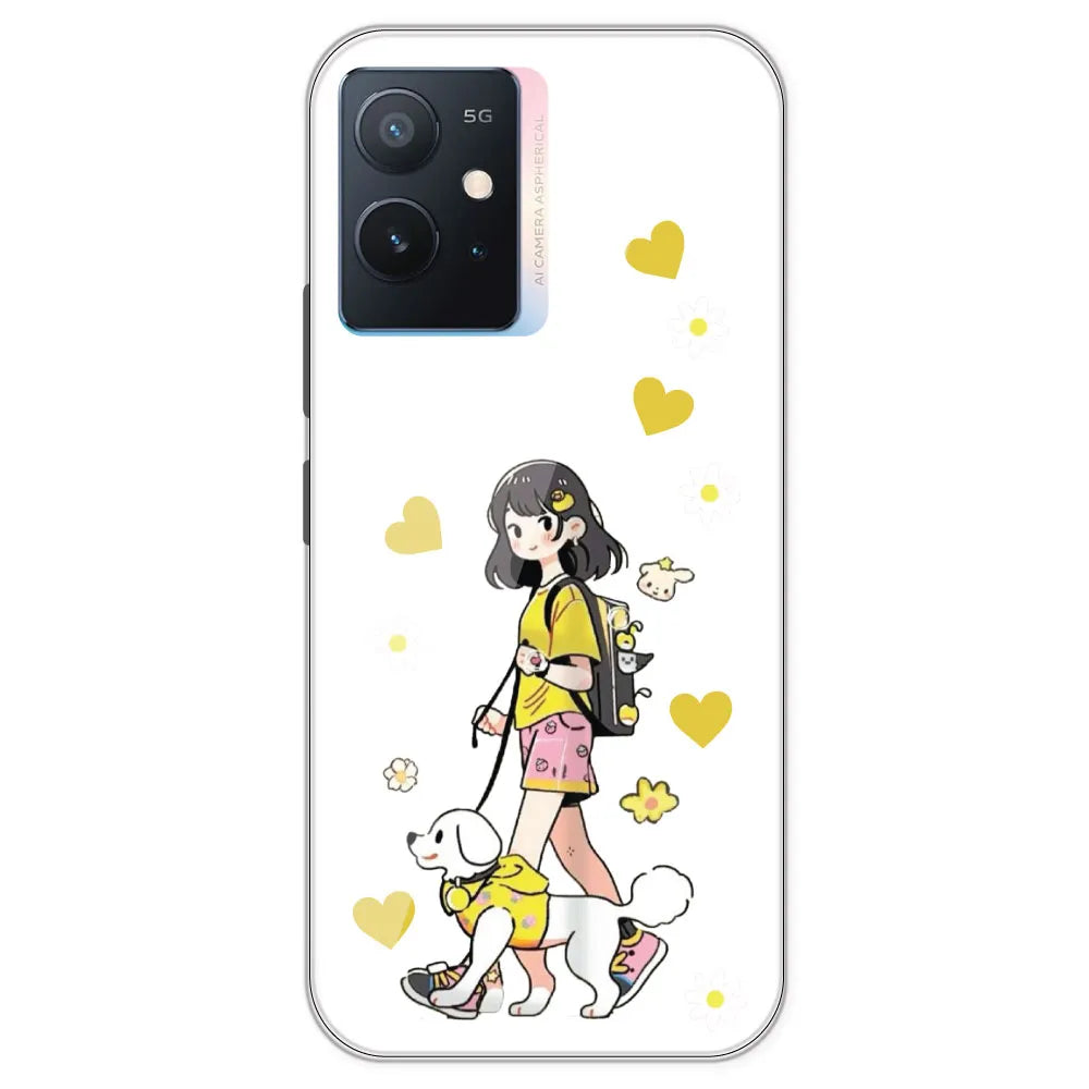 Yellow Girl And Dog - Clear Printed Silicone Case For IQOO Z6