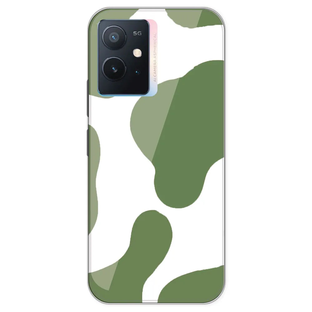 Olive Green Cow Print - Clear Printed Silicone Case For IQOO Z6