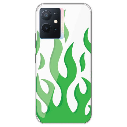 Green Flames - Clear Printed Silicone Case For IQOO Z6 
