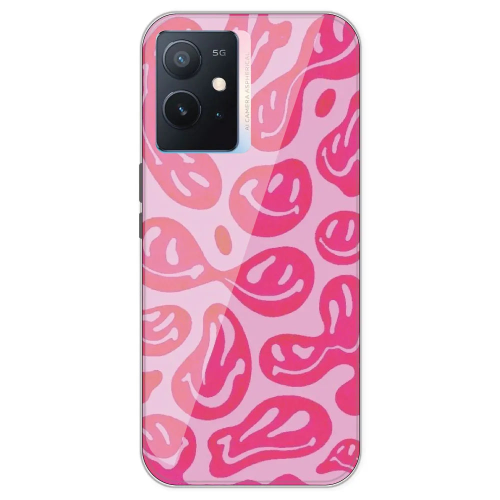Pink Smilies - Printed Silicone Case For IQOO Z6