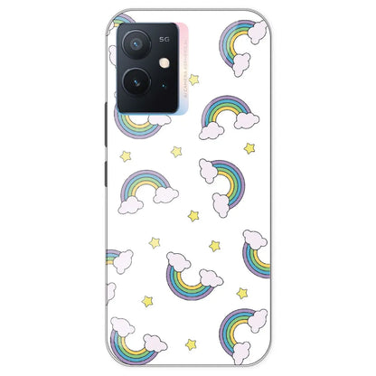 Rainbow With Clouds - Clear Printed Silicone Case For IQOO Z6