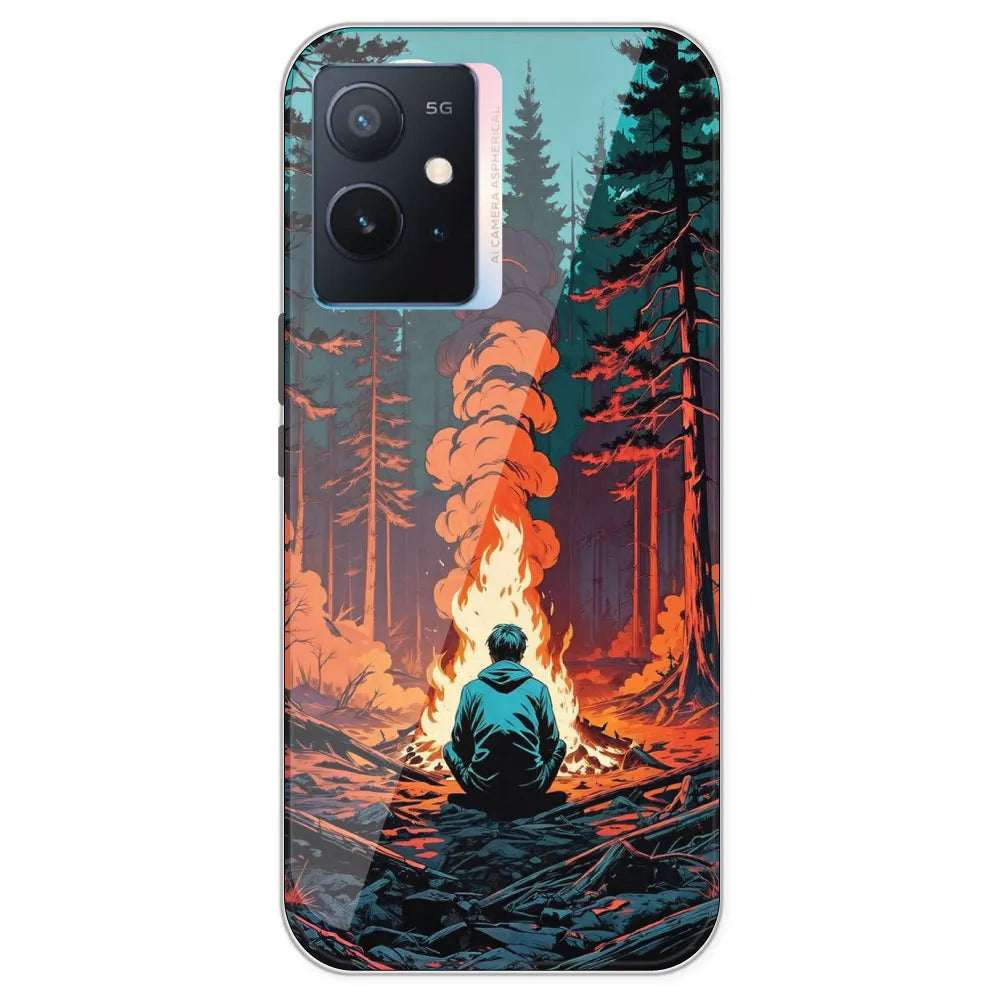 Boy With Camp Fire - Printed Silicone Case For IQOO Z6