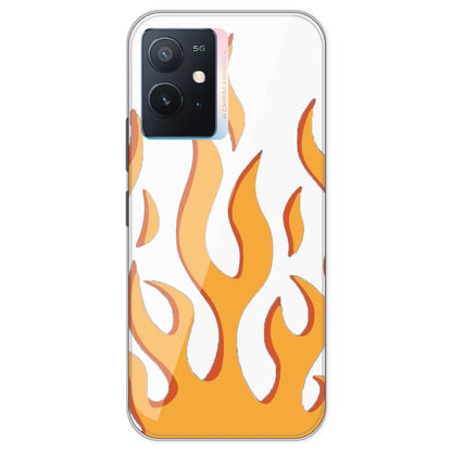 Orange Flames - Clear Printed Silicone Case For IQOO Z6 5G