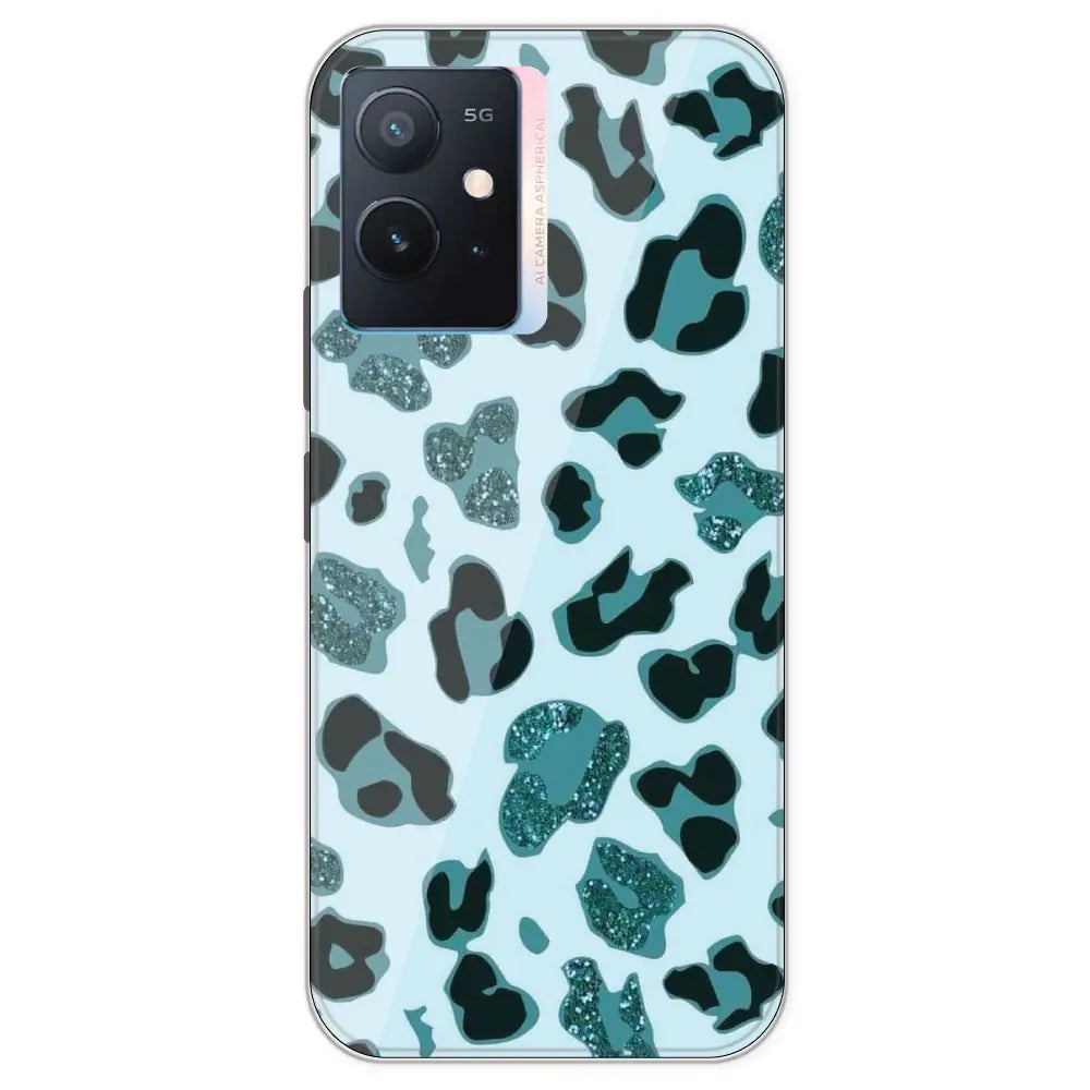 Blue Leopard Glitter Print - Printed Silicone Case For IQOO Z6