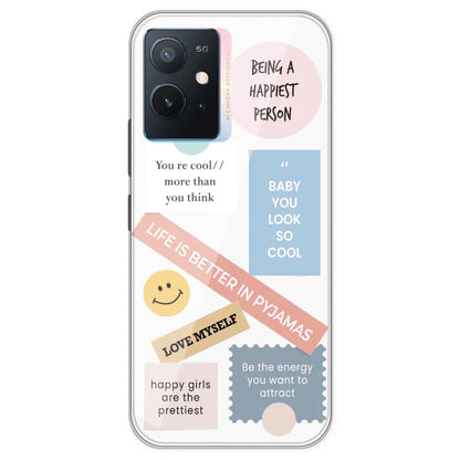 Be Happy - Clear Printed Silicone Case For IQOO Z6