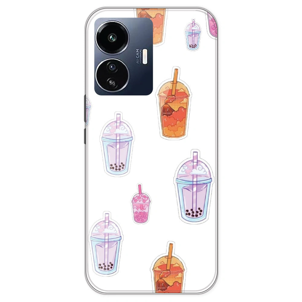 Bubble Tea - Clear Printed Silicone Case For IQOO Z6 Lite