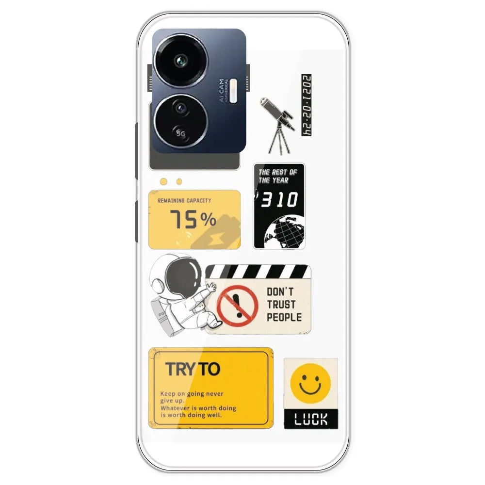 Space - Clear Printed Silicone Case For IQOO Z6 Lite