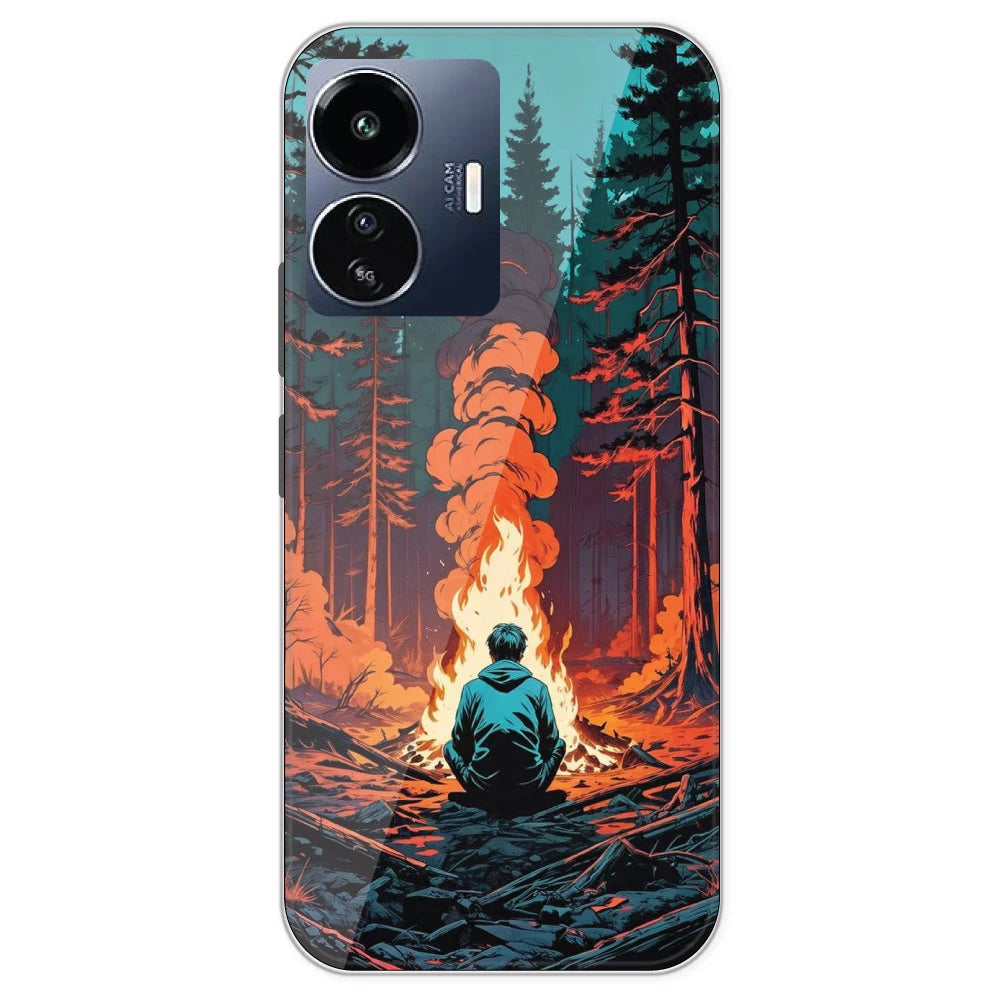 Boy With Camp Fire - Printed Silicone Case For IQOO Z6 Lite