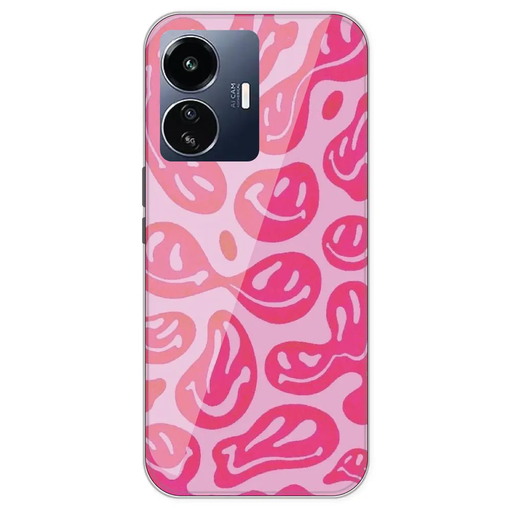 Pink Smilies - Printed Silicone Case For IQOO Z6 Lite