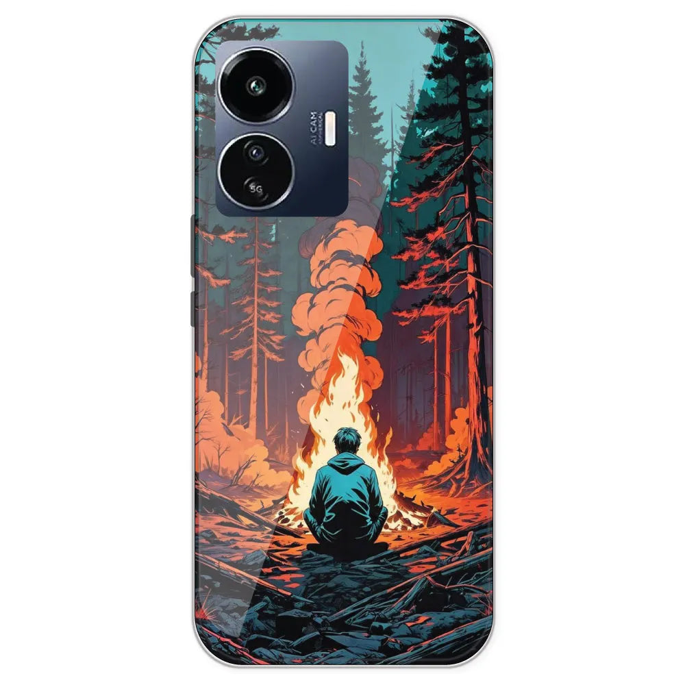 Boy With Camp Fire - Printed Silicone Case For IQOO Z6 Lite