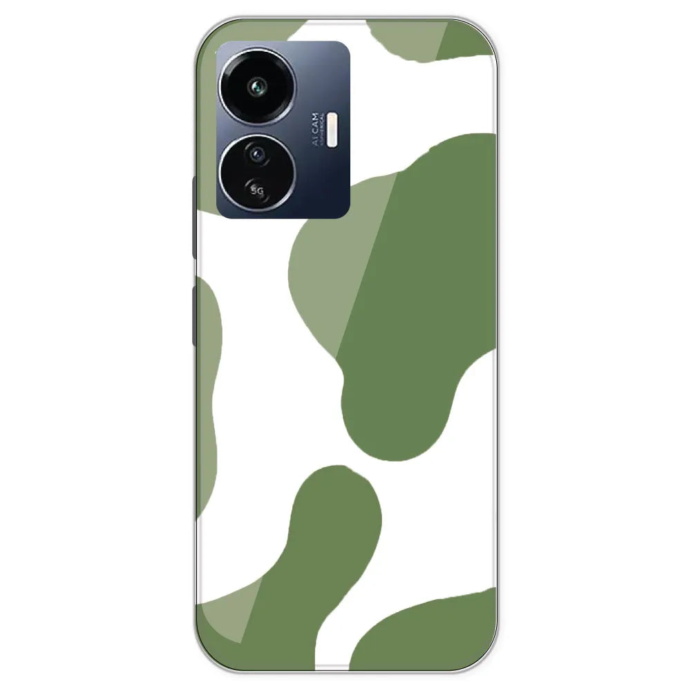 Olive Green Cow Print - Clear Printed Silicone Case For IQOO Z6 Lite
