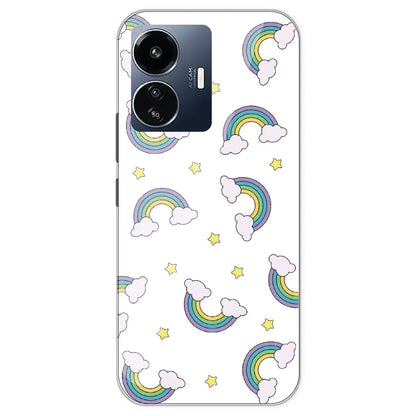 Rainbow With Clouds - Clear Printed Silicone Case For IQOO Z6 Lite