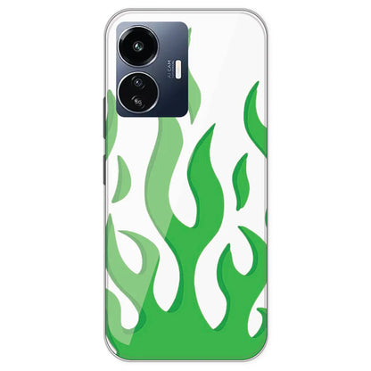 Green Flames - Clear Printed Silicone Case For IQOO Z6 Lite