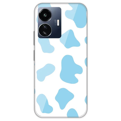 Blue Cow Print - Clear Printed Silicone Case For IQOO Z6 Lite