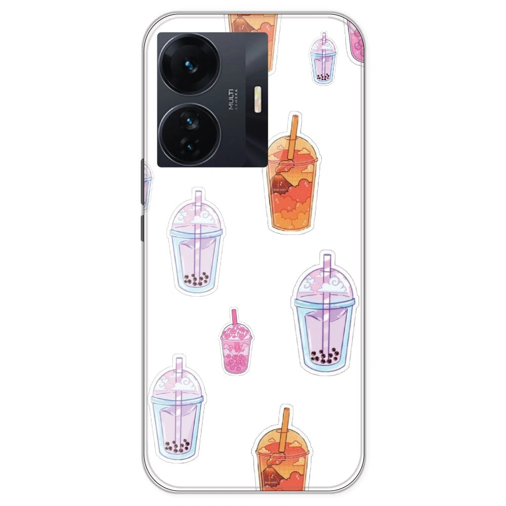 Bubble Tea - Clear Printed Silicone Case For IQOO Z6 Pro