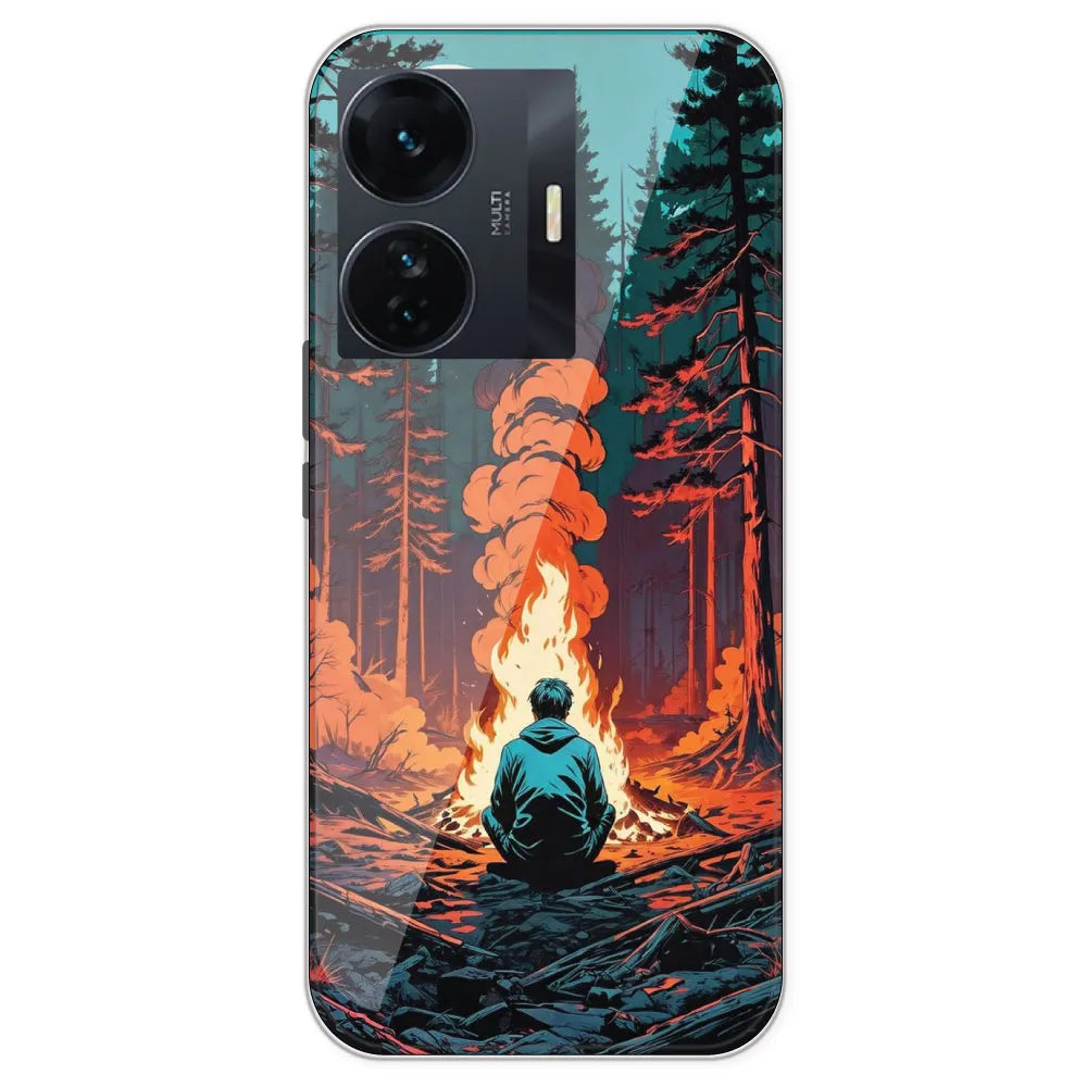 Boy With Camp Fire - Printed Silicone Case For IQOO Z6 Pro