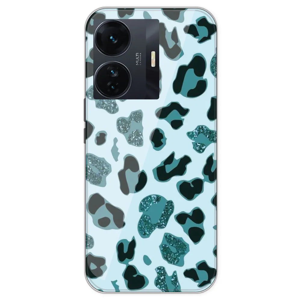 Blue Leopard Glitter Print - Printed Silicone Case For IQOO Z6 Pro