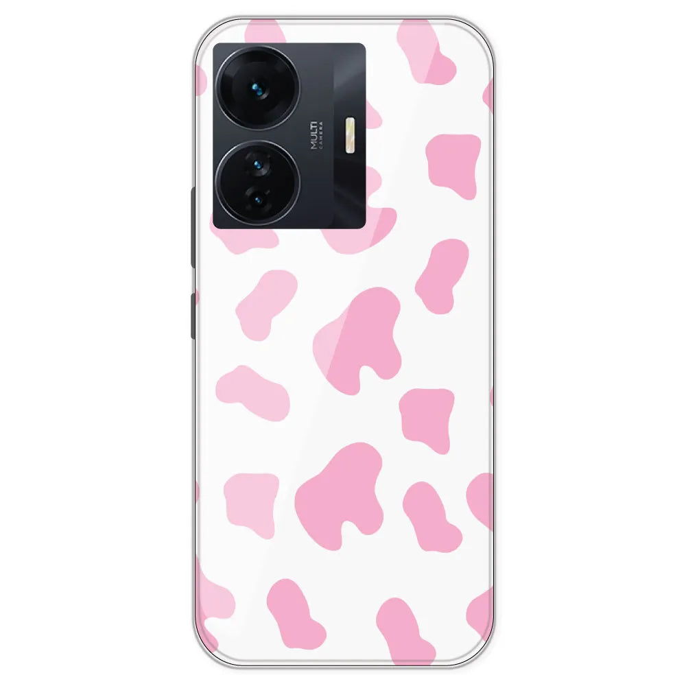 Pink Cow Print - Clear Printed Silicone Case For IQOO Z6 Pro