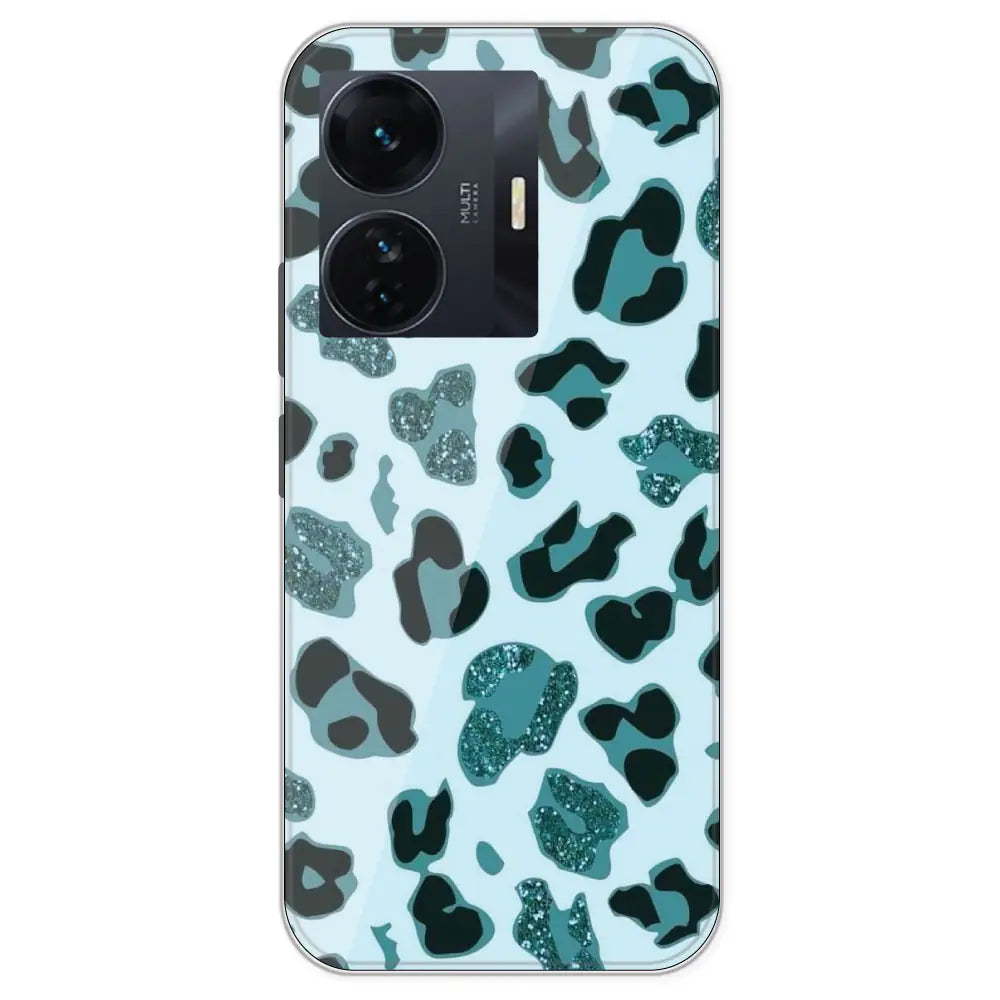 Blue Leopard Glitter Print - Printed Silicone Case For IQOO Z6 Pro