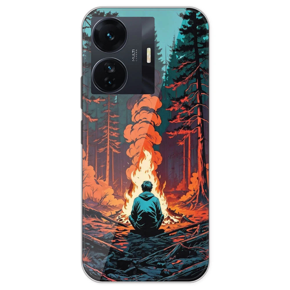 Boy With Camp Fire - Printed Silicone Case For IQOO Z6 Pro
