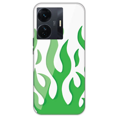 Green Flames - Clear Printed Silicone Case For IQOO Z6 Pro