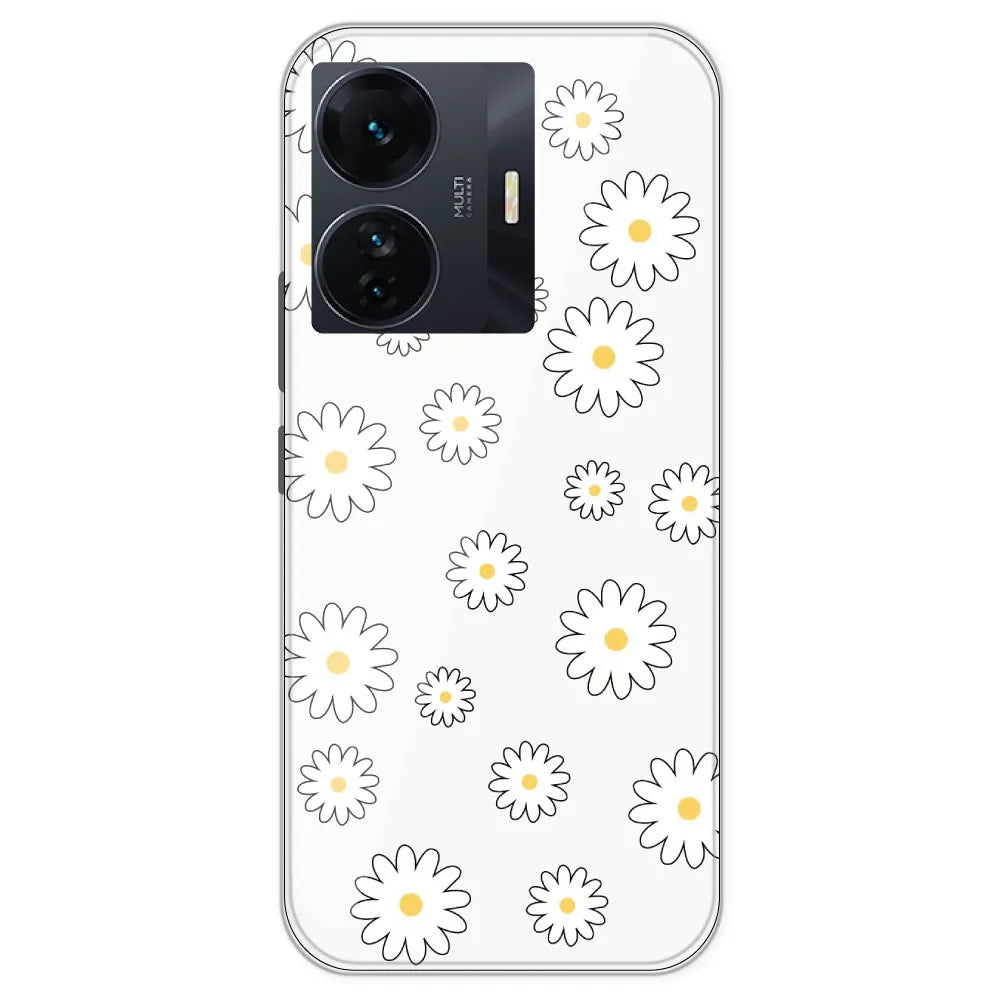 White Flowers - Clear Printed Silicone Case For IQOO Z6 Pro