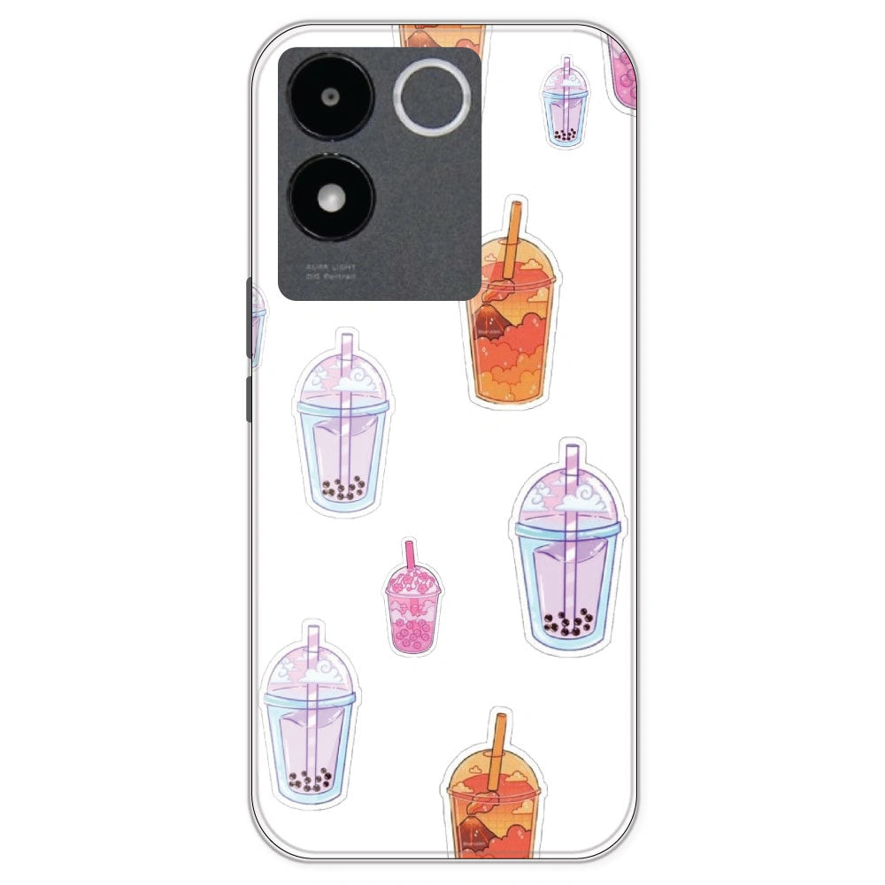 Bubble Tea - Clear Printed Silicone Case For IQOO Z7 Pro