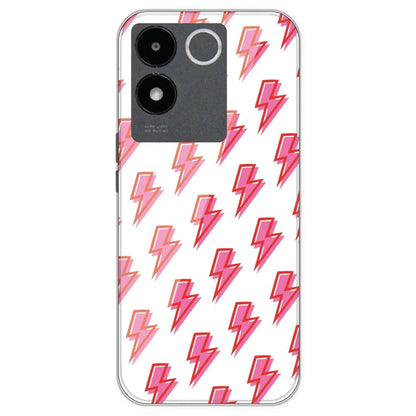 Pink Lightning Bolts - Clear Printed Silicone Case For IQOO Z7 Pro