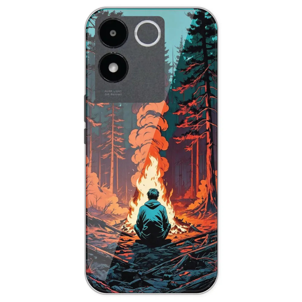 Boy With Camp Fire - Printed Silicone Case For IQOO Z7 Pro