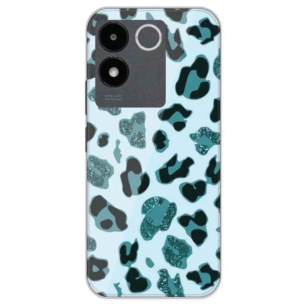 Blue Leopard Glitter Print - Printed Silicone Case For IQOO Z7 Pro