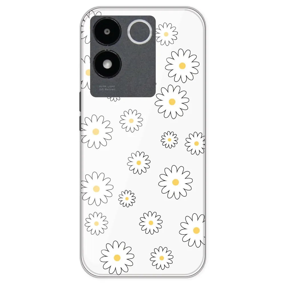 White Flowers - Clear Printed Silicone Case For IQOO Z7 Pro