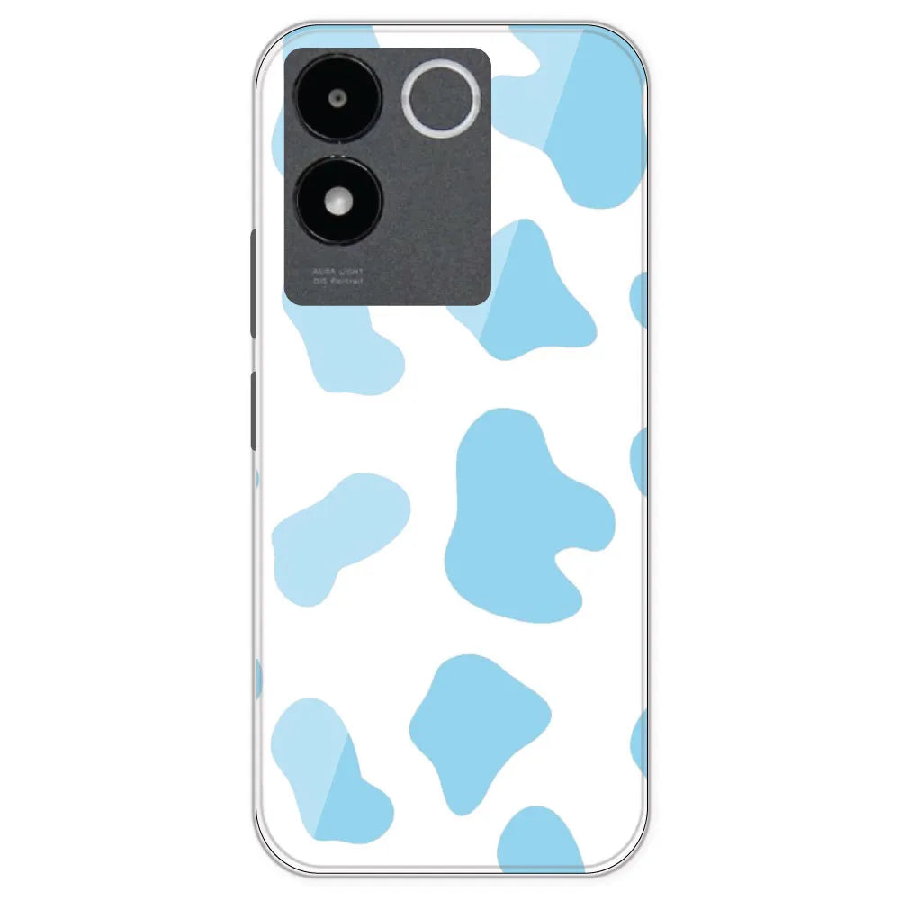 Blue Cow Print - Clear Printed Silicone Case For IQOO Z7 Pro