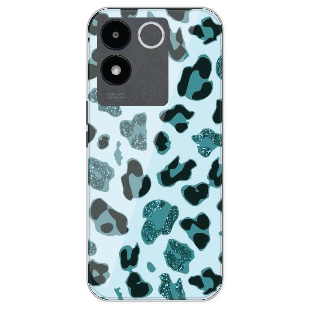 Blue Leopard Glitter Print - Printed Silicone Case For IQOO Z7 Pro
