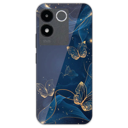 Blue With Gold Butterflies - Printed Silicone Case For IQOO Z7 Pro