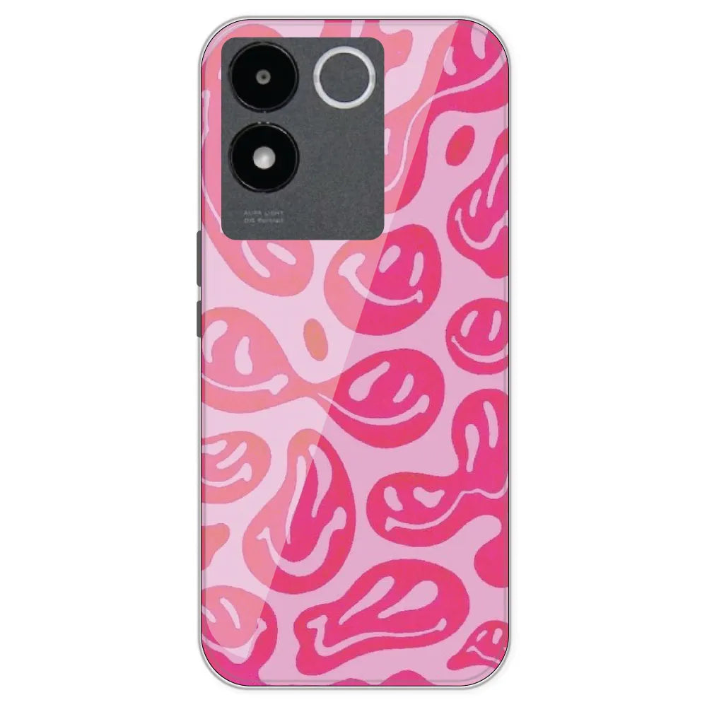 Pink Smilies - Printed Silicone Case For IQOO Z7 Pro