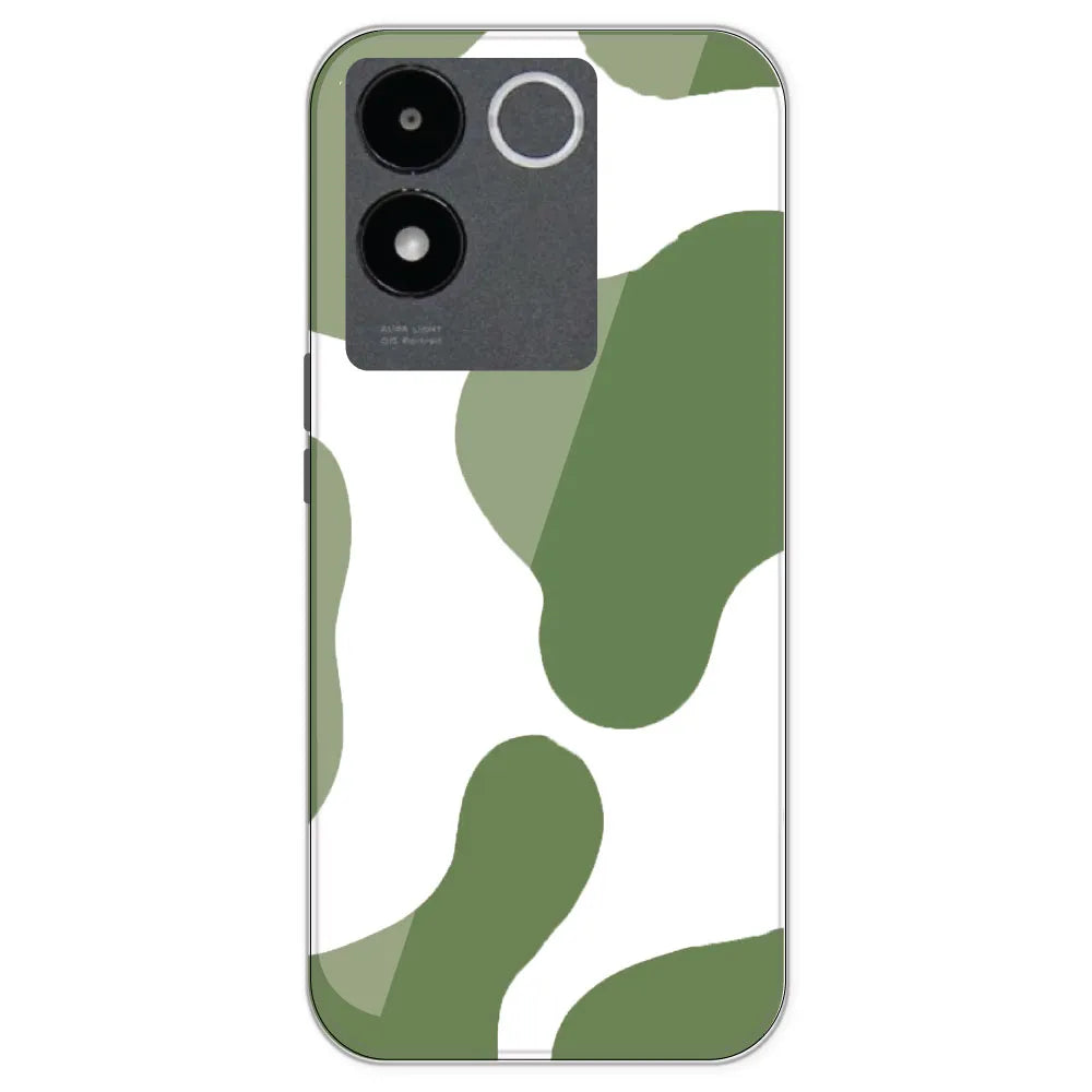 Olive Green Cow Print - Clear Printed Silicone Case For IQOO Z7 Pro