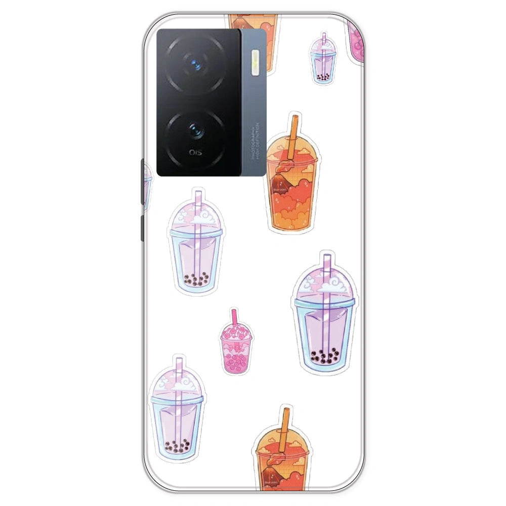 Bubble Tea - Clear Printed Silicone Case For IQOO Z7
