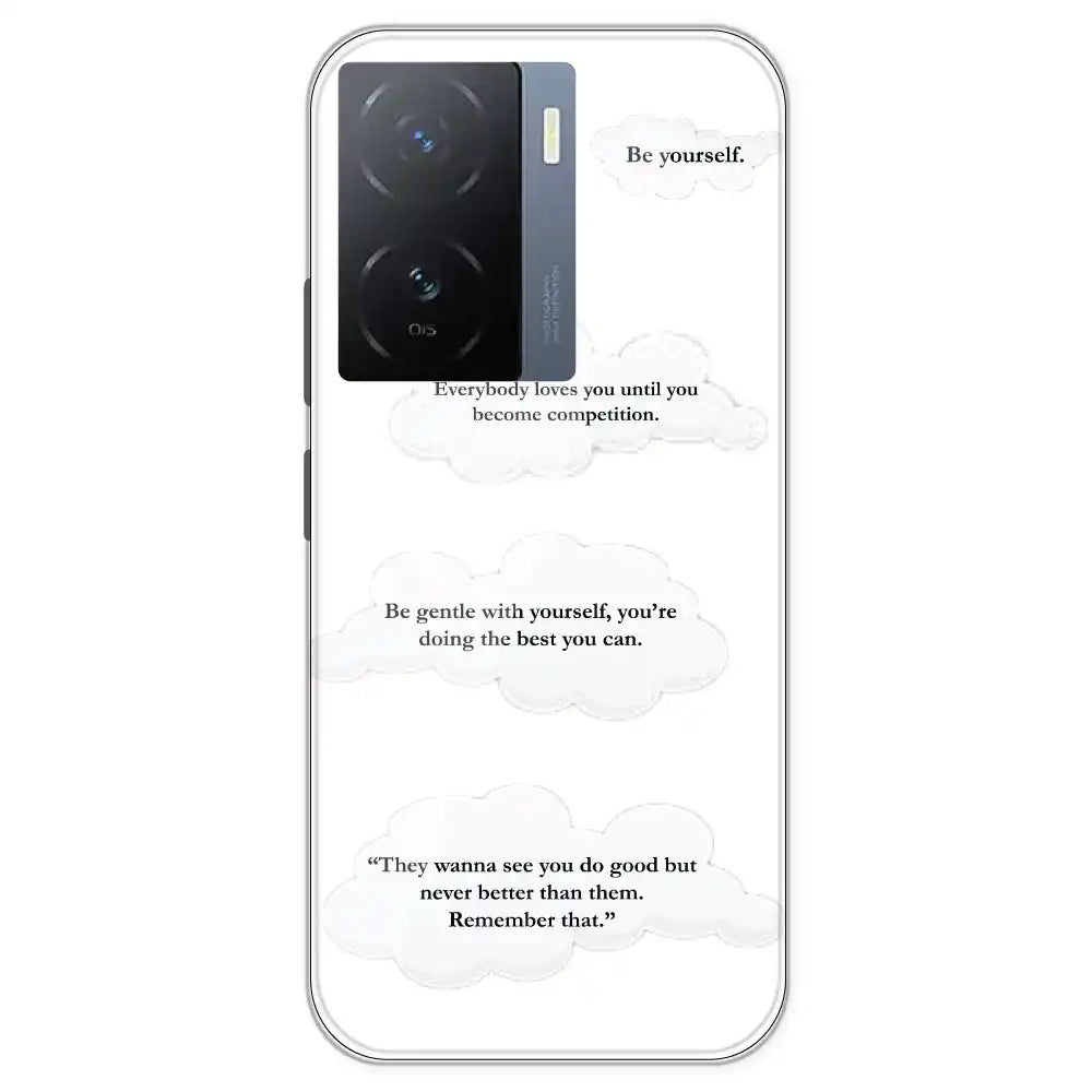 Quotes And Clouds - Clear Printed Silicone Case For iQOO Models