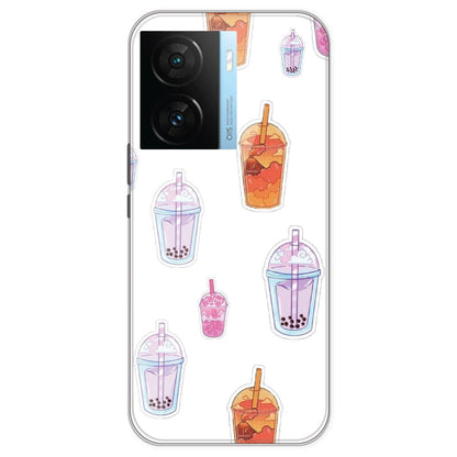 Bubble Tea - Clear Printed Silicone Case For IQOO Z7S
