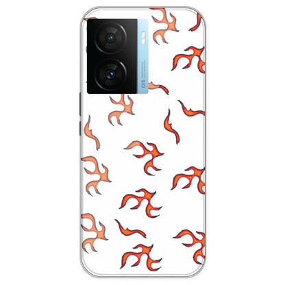 Orange Mini Flames - Clear Printed Silicone Case For IQOO Z7S