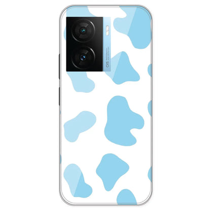 Blue Cow Print - Clear Printed Silicone Case For IQOO Z7S