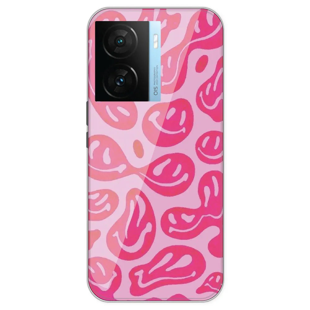 Pink Smilies - Printed Silicone Case For IQOO Z7S