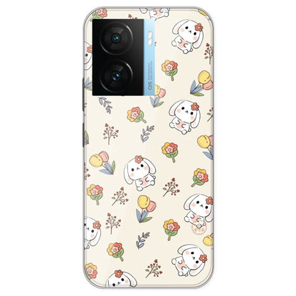 Cute Bunny And Flowers- Printed Silicone Case For IQOO Z7S