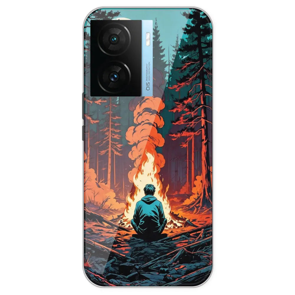 Boy With Camp Fire - Printed Silicone Case For IQOO Z7S