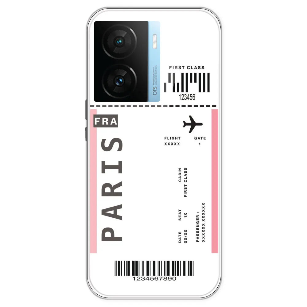 Paris Ticket - Clear Printed Silicone Case For IQOO Z7S