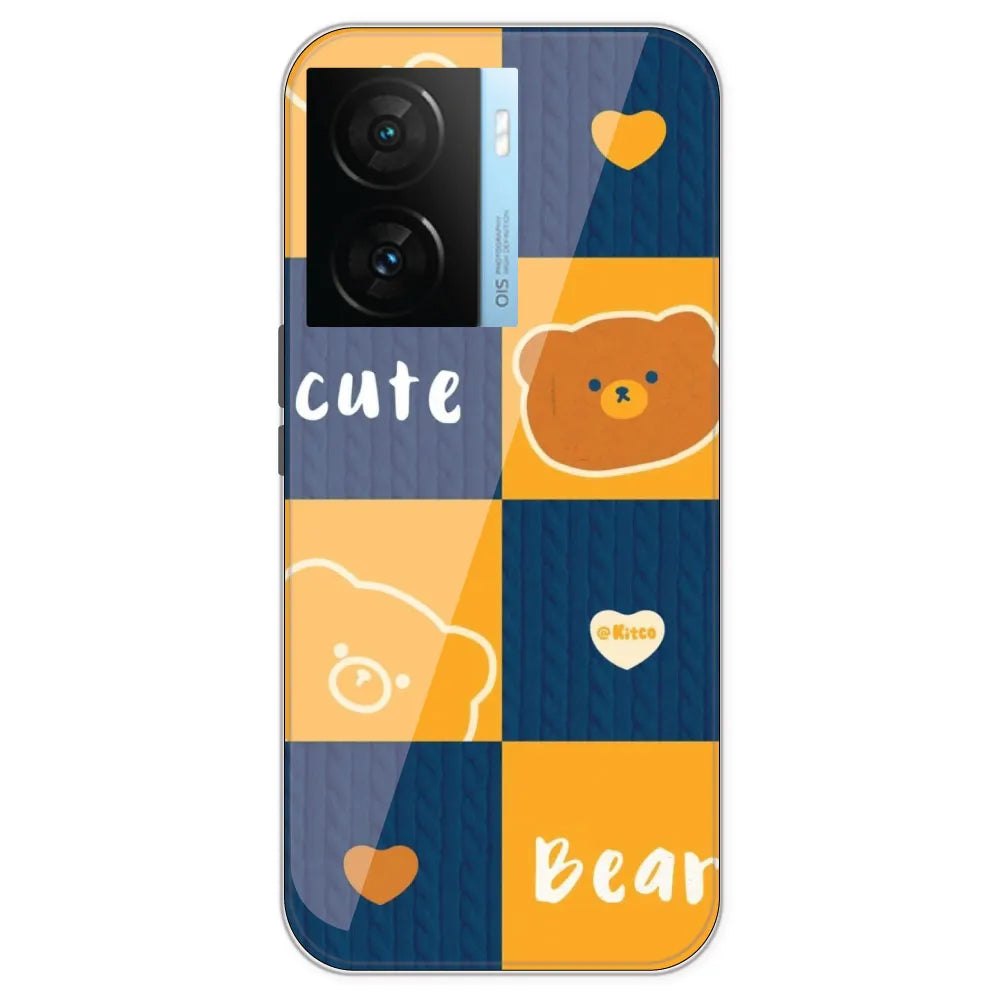 Cute Bear Collage - Printed Silicone Case For IQOO Z7S