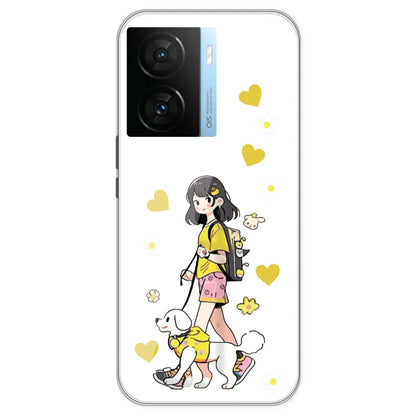 Yellow Girl And Dog - Clear Printed Silicone Case For IQOO Z7S