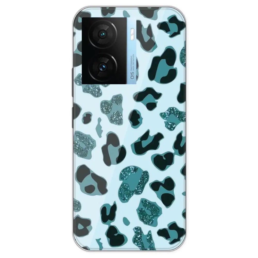 Blue Leopard Glitter Print - Printed Silicone Case For IQOO Z7S