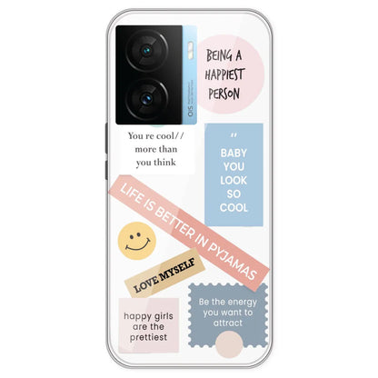 Be Happy - Clear Printed Silicone Case For IQOO Z7S
